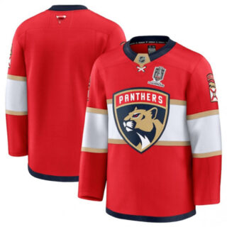 Men's Florida Panthers Blank Red Home 2025 Stanley Cup Champions Stitched Jersey