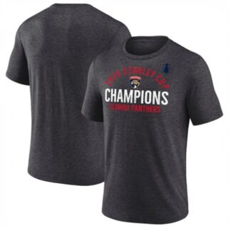 Men's Florida Panthers Heather Charcoal 2025 Stanley Cup Champions Rush Tri-Blend T-Shirt
