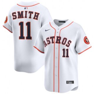 Men's Houston Astros #11 Cam Smith White 2025 Home Limited Stitched Baseball Jersey