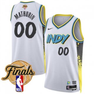 Men's Indiana Pacers #00 Bennedict Mathurin White 2024-25 City Edition Stitched Basketball Jersey