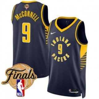 Men's Indiana Pacers #9 T.J. McConnell Navy 2025 Finals Icon Edition Stitched Basketball Jersey