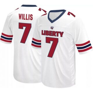 Men's Liberty Flames #7 Malik Willis White Stitched Football Jersey