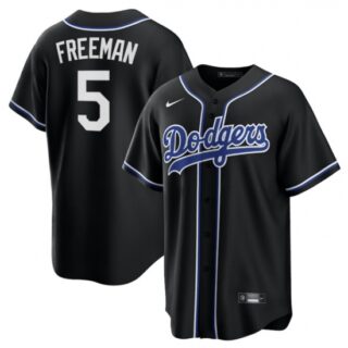 Men's Los Angeles Dodgers #5 Freddie Freeman Black Lights Out Limited Stitched Baseball Jersey