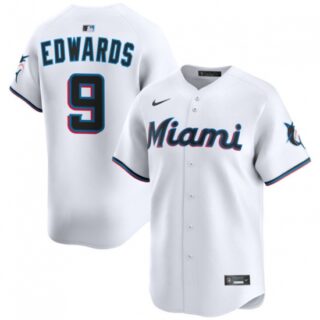 Men's Miami Marlins #9 Xavier Edwards White 2024 Home Limited Stitched Baseball Jersey