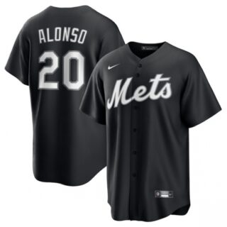 Men's New York Mets #20 Pete Alonso Black Lights Out Limited Stitched Baseball Jersey