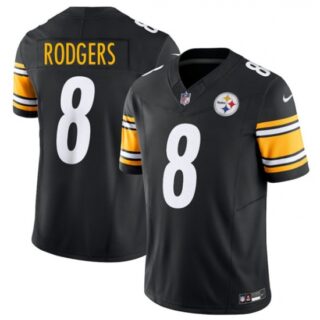 Men's Pittsburgh Steelers #8 Aaron Rodgers Black 2025 F.U.S.E. Vapor Limited Football Stitched Jersey