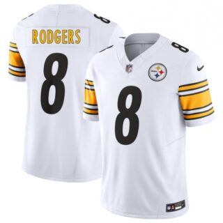 Men's Pittsburgh Steelers #8 Aaron Rodgers White 2025 F.U.S.E. Vapor Limited Football Stitched Jersey