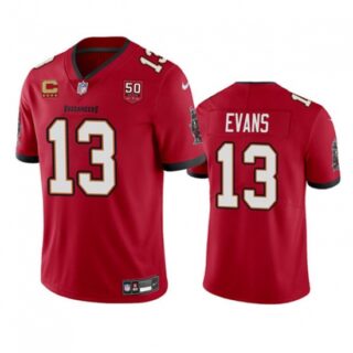 Men's Tampa Bay Buccaneers #13 Mike Evans Red 2025 50th Anniversary And 4-Star C Vapor Untouchable Limited Football Stitched Jersey