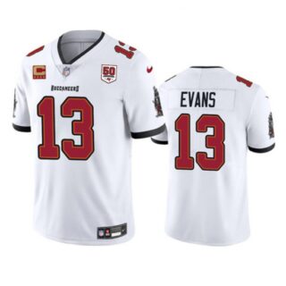 Men's Tampa Bay Buccaneers #13 Mike Evans White 2025 50th Anniversary And 4-Star C Vapor Untouchable Limited Football Stitched Jersey