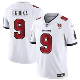 Men's Tampa Bay Buccaneers #9 Emeka Egbuka White 2025 Draft 50th Anniversary Vapor Untouchable Limited Football Stitched Jersey