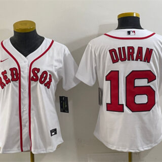 Women's Boston Red Sox #16 Jarren Duran White Cool Base Stitched Jersey(Run Small)