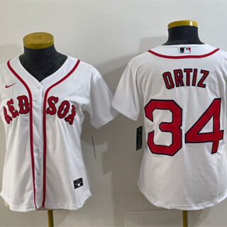 Women's Boston Red Sox #34 David Ortiz White Cool Base Stitched Jersey(Run Small)