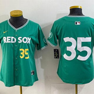 Women's Boston Red Sox #35 Garrett Crochet Green 2025 City Connect Limited Stitched Baseball Jersey(Run Small)