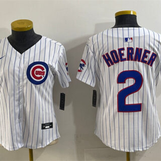 Women's Chicago Cubs #2 Nico Hoerner White Home Limited Stitched Jersey