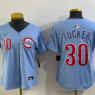 Women's Chicago Cubs #30 Kyle Tucker Blue 2024 25 2nd Alternatemited Stitched Baseball Jersey(Run Small)