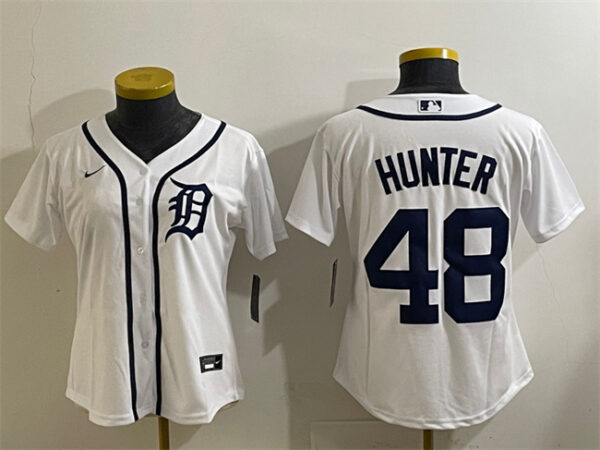 Women's Detroit Tigers #48 Brant Hurter White Cool Base Stitched Baseball Jersey(Run Small)