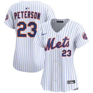 Women's New York Mets #23 David Peterson White 2025 Home Limited Stitched Baseball Jersey(Run Small)