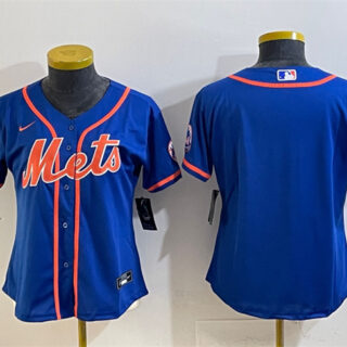 Women's New York Mets Blank Royal Cool Base Stitched Baseball Jersey(Run Small)