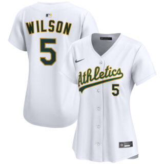 Women's Oakland Athletics #5 Jacob Wilson White Home Limited Stitched Jersey(Run Small)