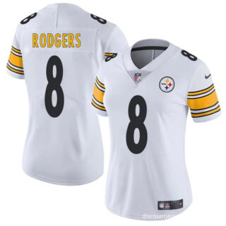 Women's Pittsburgh Steelers #8 Aaron Rodgers White 2025 Vapor Untouchable Limited Stitched Football Jersey(Run Small)