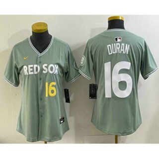Women's Boston Red Sox #16 Jarren Duran Light Green 2025 City Connect Player Name Limited Jersey
