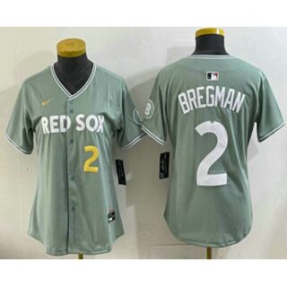 Women's Boston Red Sox #2 Alex Bregman Light Green 2025 City Connect Player Name Limited Jersey