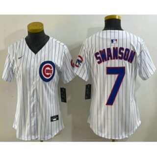 Women's Chicago Cubs #7 Dansby Swanson White Limited Stitched Jersey