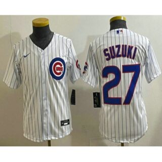 Youth Chicago Cubs #27 Seiya Suzuki White Limited Stitched Jersey