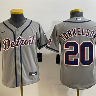 Youth Detroit Tigers #20 Spencer Torkelson Grey Cool Base Stitched Baseball Jersey