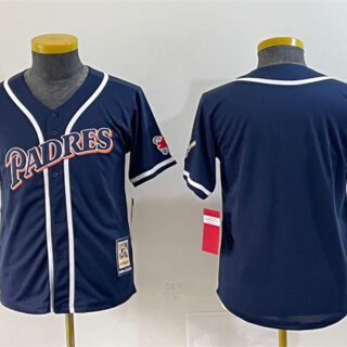 Youth San Diego Padres Blank Navy Throwback With Patch Stitched Baseball Jersey