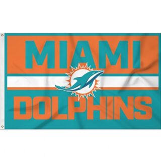 2Pcs Miami Dolphins flag NFL Football Bold 3' x 5' Banner Flag Single Sided - Indoor or Outdoor