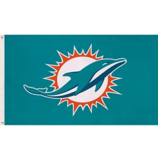 2Pcs NFL Miami Dolphins 3 x 5 Outdoor Durable House Flag with Grommets Sport Team Flag & Banner