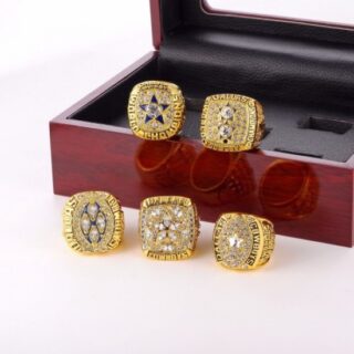 5pcs NFL Super Bowl Football Basketball Cowboys Ring Set with wooden box - # 11