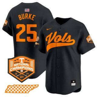 Blake Burke Jersey #25 Tennessee Volunteers Baseball 2024 Champions Vapor Premier Black