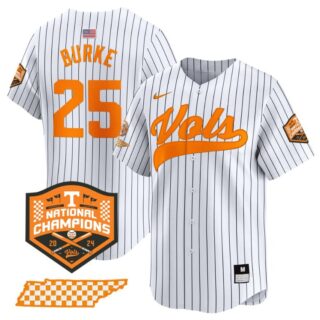 Blake Burke Jersey #25 Tennessee Volunteers Baseball 2024 Champions Vapor Premier Limited Pinstripe