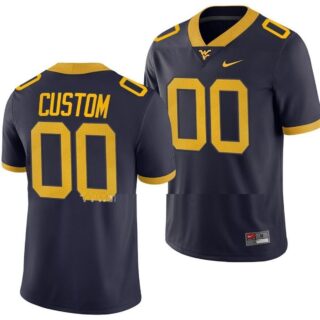 Custom West Virginia Mountaineers Jersey Name and Number NCAA College Football Game Navy