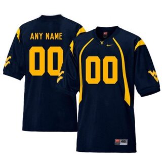 Custom West Virginia Mountaineers Jersey Name and Number NCAA College Football Navy Blue