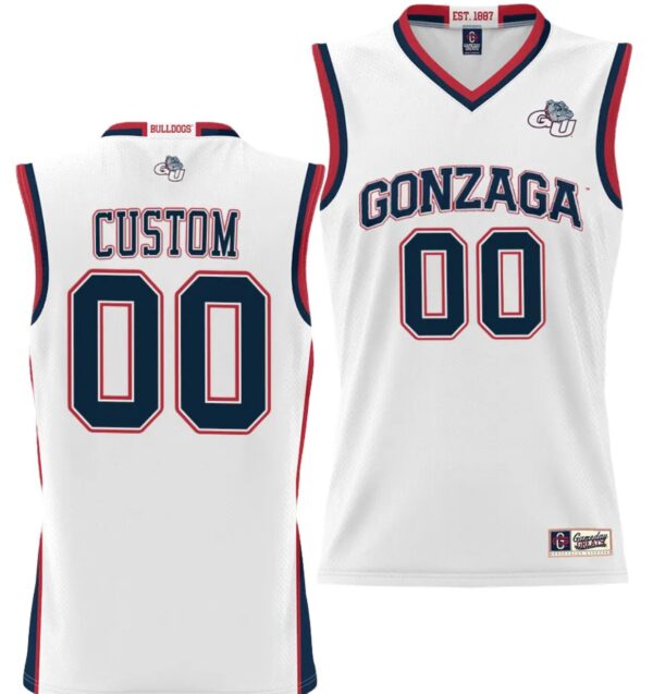 Custom Gonzaga Bulldogs Jersey Name and Number NIL College Basketball White