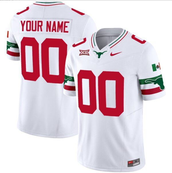 Custom Texas Longhorns Jersey Name and Number Mexico Vapor College Football White