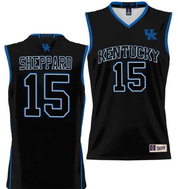 Reed Sheppard Jersey #15 Kentucky Wildcats NIL College Basketball Lightweight Black