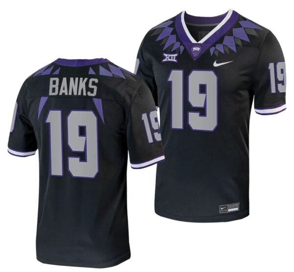 TCU Horned Frogs Shadrach Banks Jersey Alternate College Football Black Replica #19