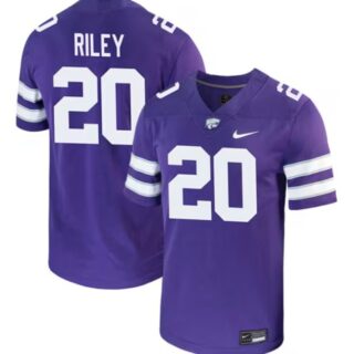 Jordan Riley Jersey Purple #20 Kansas State Wildcats Game NCAA College Football