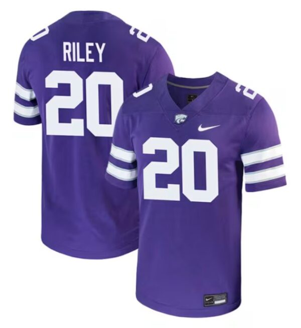Jordan Riley Jersey Purple #20 Kansas State Wildcats Game NCAA College Football