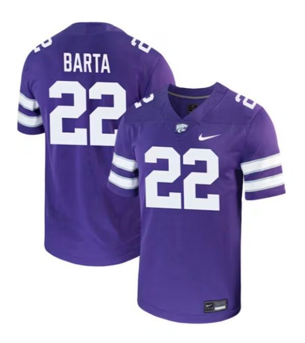 Callen Barta Jersey Purple #22 Kansas State Wildcats Game NCAA College Football