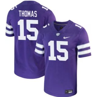 Dante Thomas Jersey Purple #15 Kansas State Wildcats Game NCAA College Football