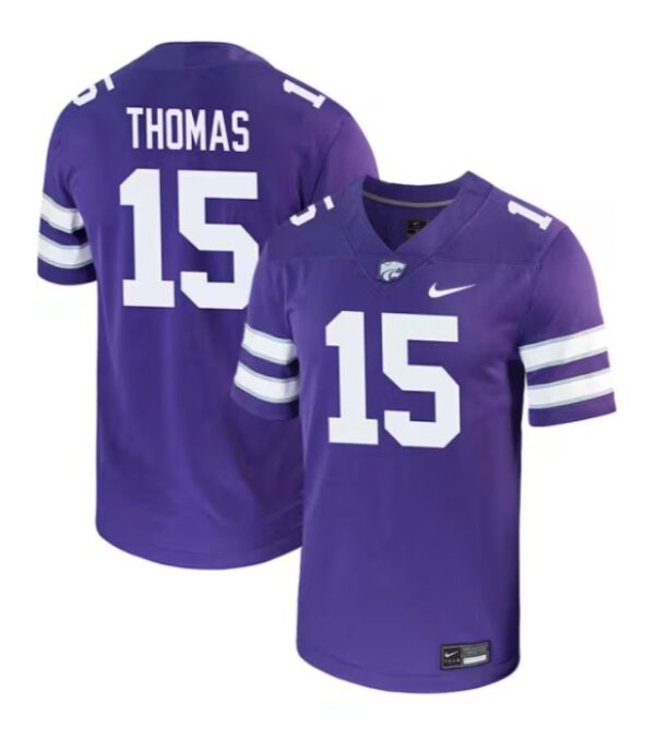 Dante Thomas Jersey Purple #15 Kansas State Wildcats Game NCAA College Football