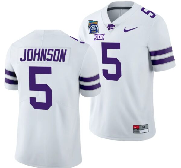 Avery Johnson Jersey #5 Kansas State Wildcats 2023 Pop-Tarts Bowl Football White