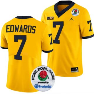 Donovan Edwards Jersey #7 Michigan Wolverines Rose Bowl Game 2024 Patch Football Playoff Maize