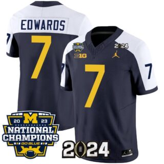 Donovan Edwards Jersey #7 Michigan Wolverines Vapor Limited Football 2024 National Champions Patch