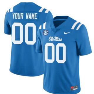 Custom Ole Miss Rebels Jersey Name and Number College Football All Stitched Light Blue